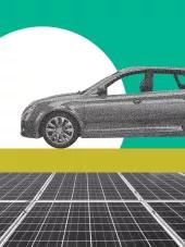 EV driving over solar panels