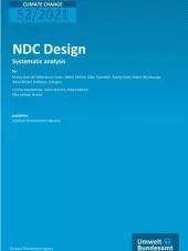 report cover, blue cover with white title "NDC Design - Systematic Analysis"
