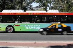 Electric bus driving in Latin America